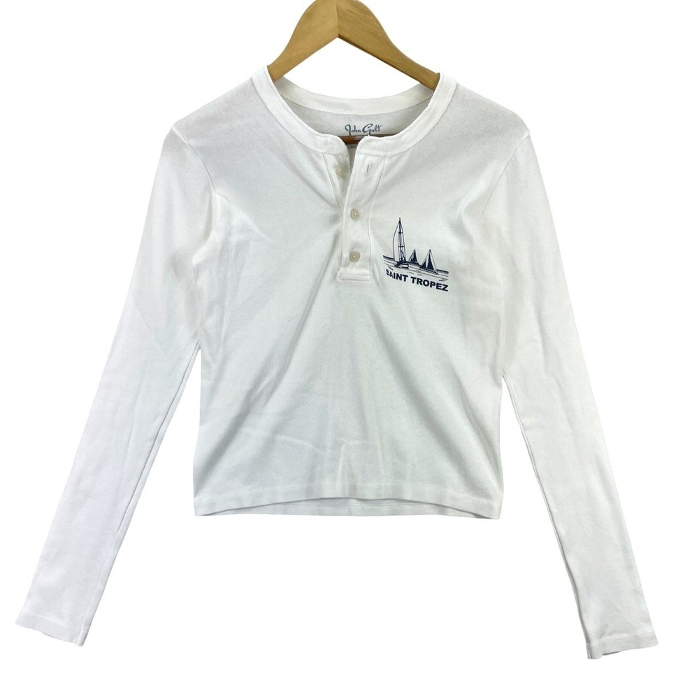 Brandy Melville Henley Top Saint Tropez Women's Size One Size White Casual